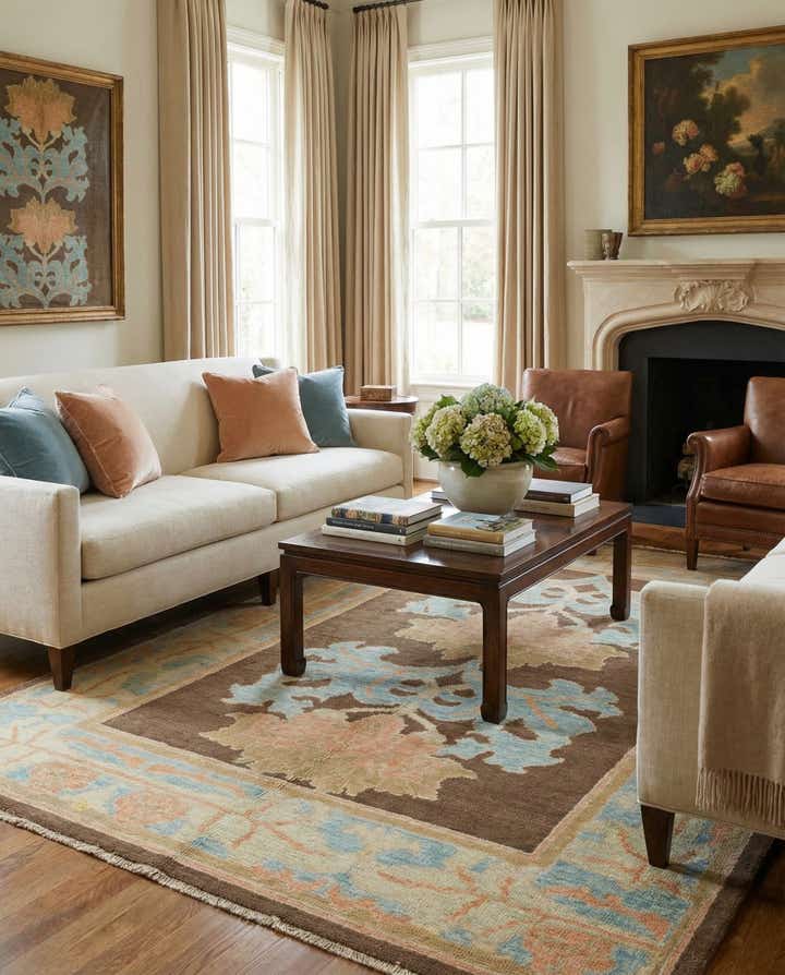 6' x 8' Hand Knotted Oushak Wool Rug