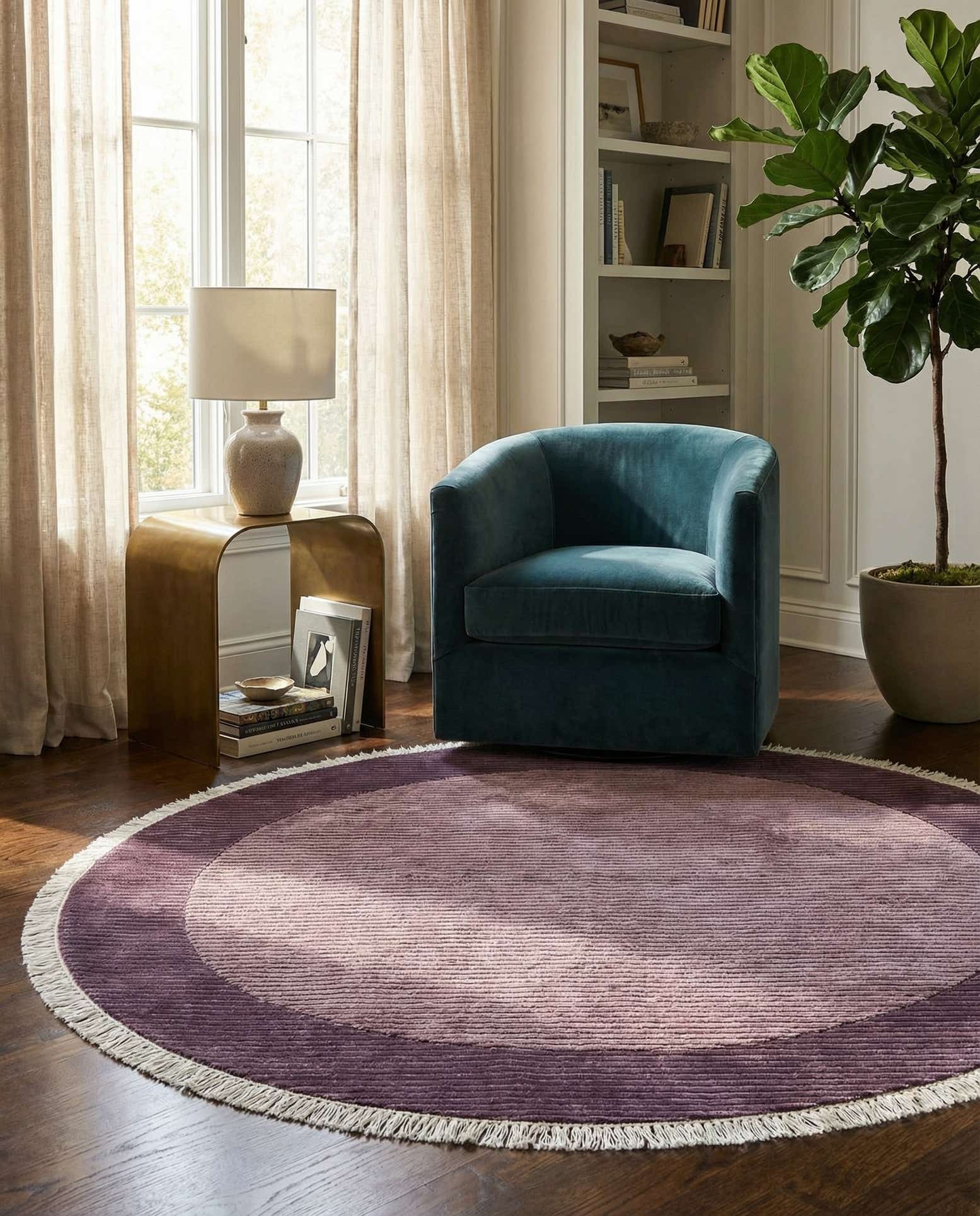 4' 9 x 4' 9 Hand Knotted Darya Wool Round Rug