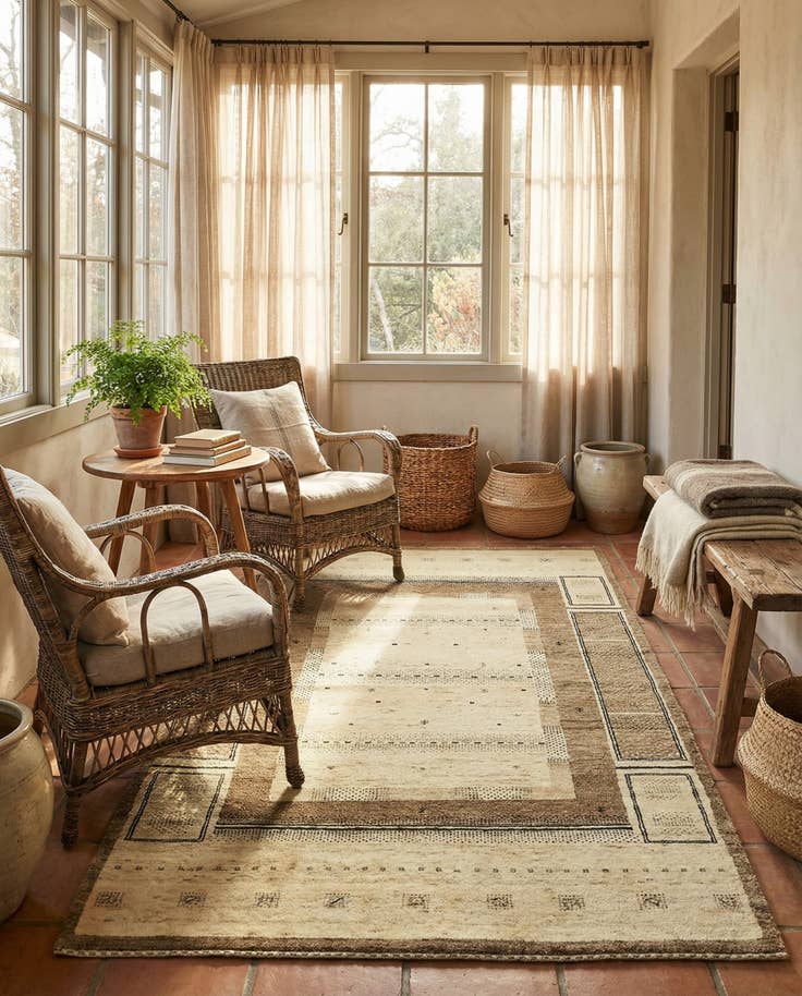 Detail image of 3' 10 x 6' 2 Hand Knotted Kashkuli Gabbeh Wool Rug