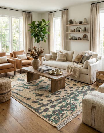 8' x 10' 5 Hand Knotted Moroccan Wool Rug
