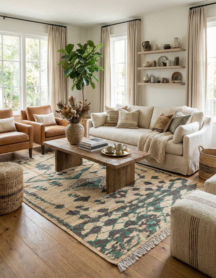 Detail image of  8' x 10' 5  Hand Knotted Moroccan Wool Rug