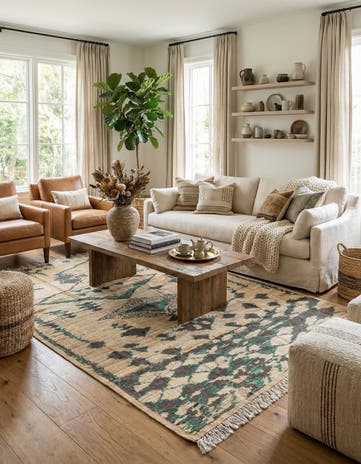 8' x 10' 5 Hand Knotted Moroccan Wool Rug