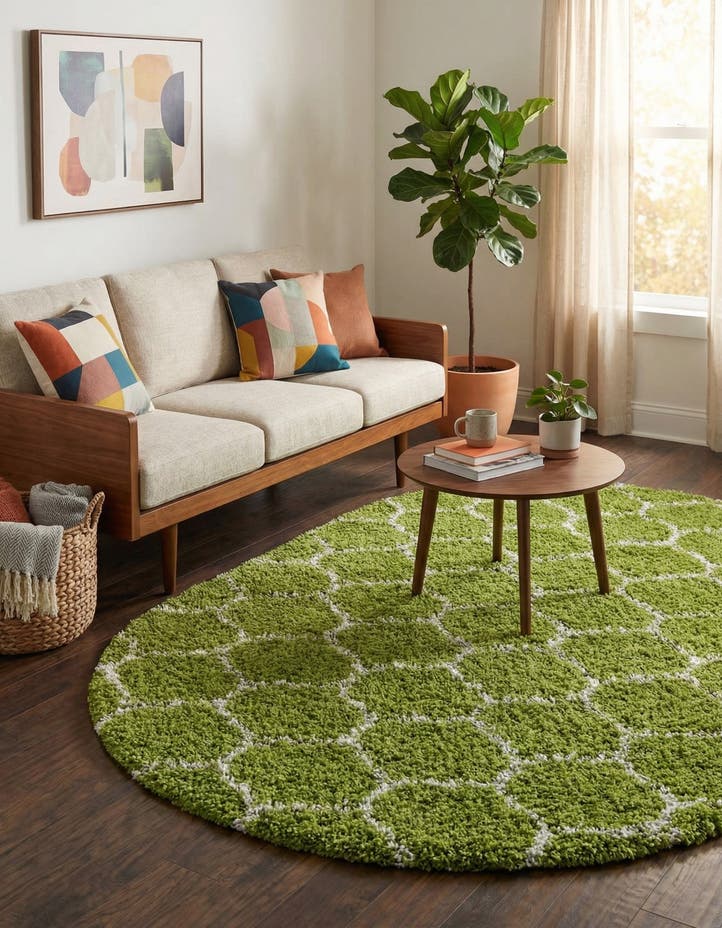 5' 3 x 8' Lattice Shag Oval Rug