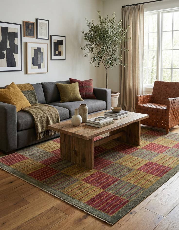 Detail image of  5' 6 x 8'  Hand Knotted Modern Ziegler Rug