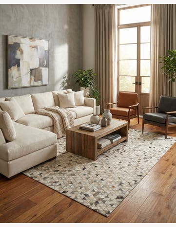 5' x 8' 2 Cowhide - Patchwork Rug