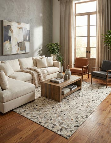 5' x 8' 2 Cowhide - Patchwork Rug