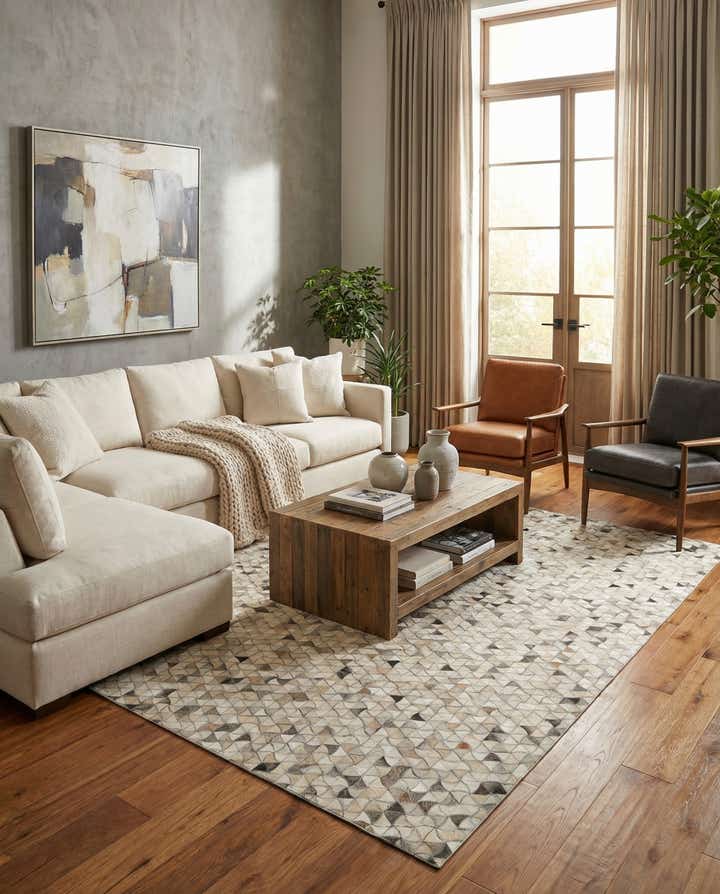 5' x 8' 2 Cowhide - Patchwork Rug