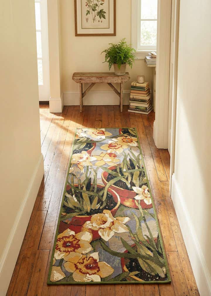 2' x 5' Easy-Clean Botanical Indoor / Outdoor Runner Rug