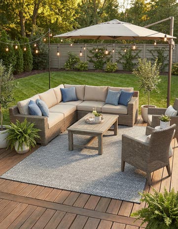 7' 10 x 11' Easy-Clean Lattice Indoor / Outdoor Rug