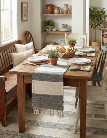 Gray Hand Woven Chindi Rag Table Runner Rug
