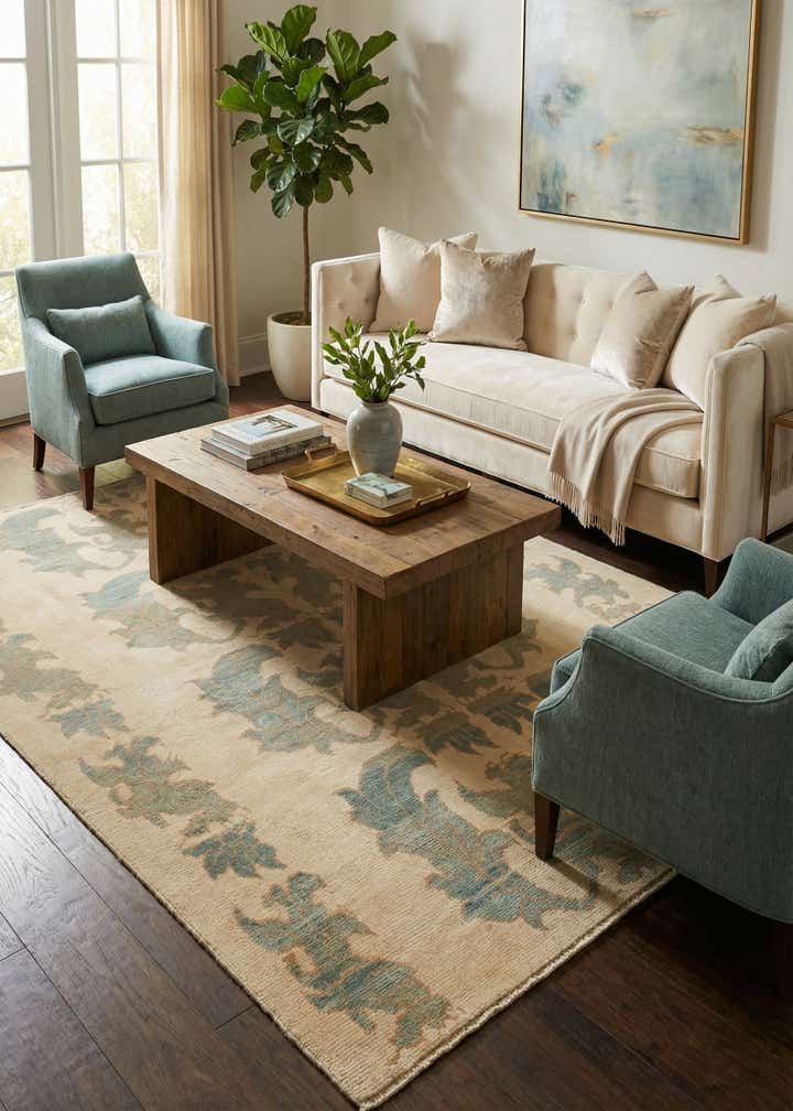 7' x 10' Hand Knotted Oushak Wool Rug