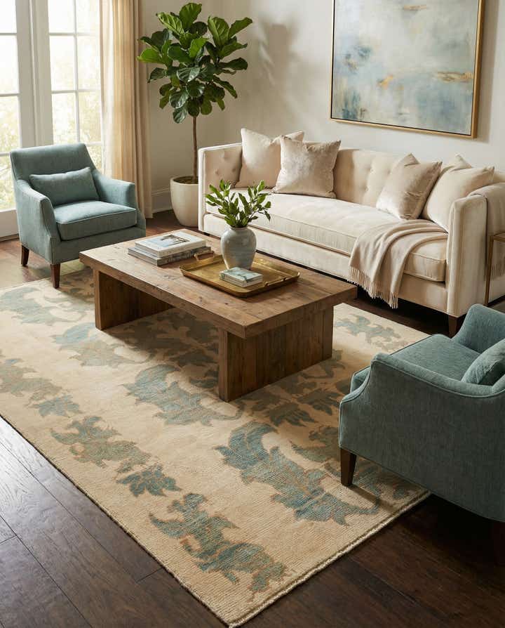 7' x 10' Hand Knotted Oushak Wool Rug
