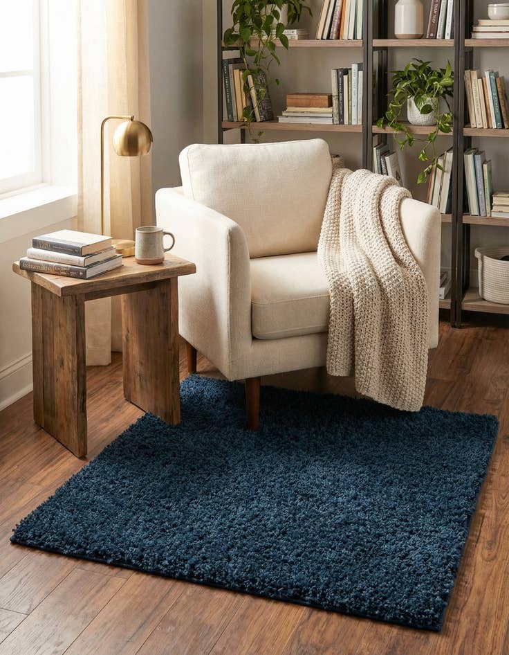 Detail image of 3' x 3' Solid Shag Square Rug