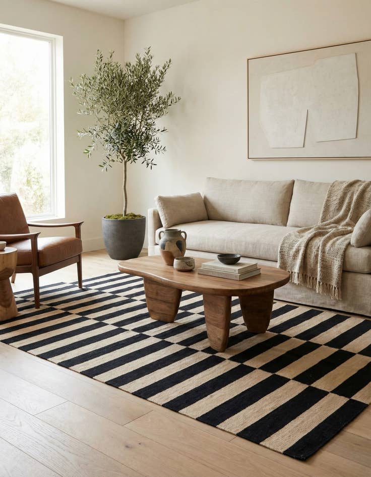 Detail image of 3' 4 x 4' 11  Hand Woven Kilim Modern Wool Rug