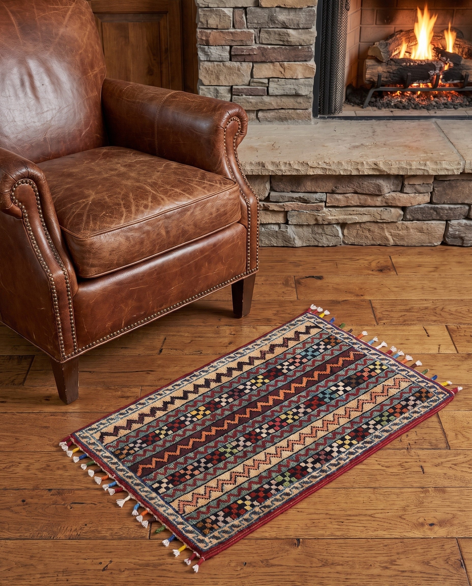 1' 3 x 2' Hand Knotted Ziegler Rug