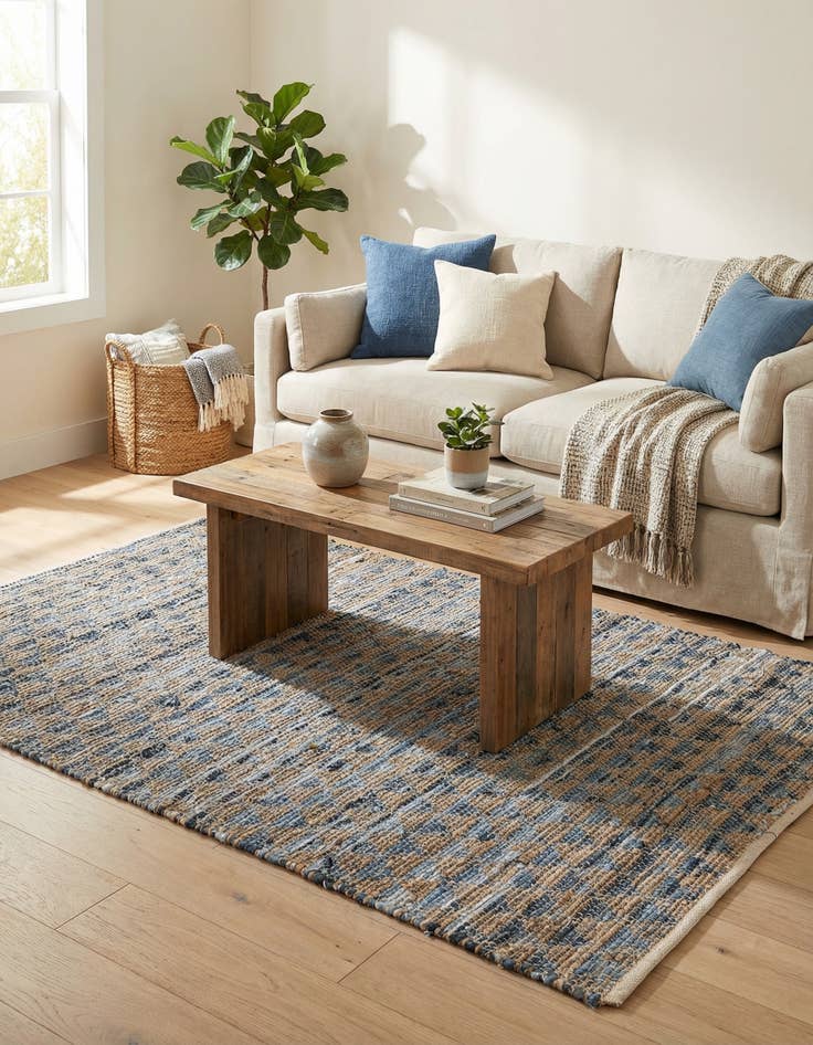 Detail image of 4' 1 x 6' 1  Hand Woven Chindi Jute Rug