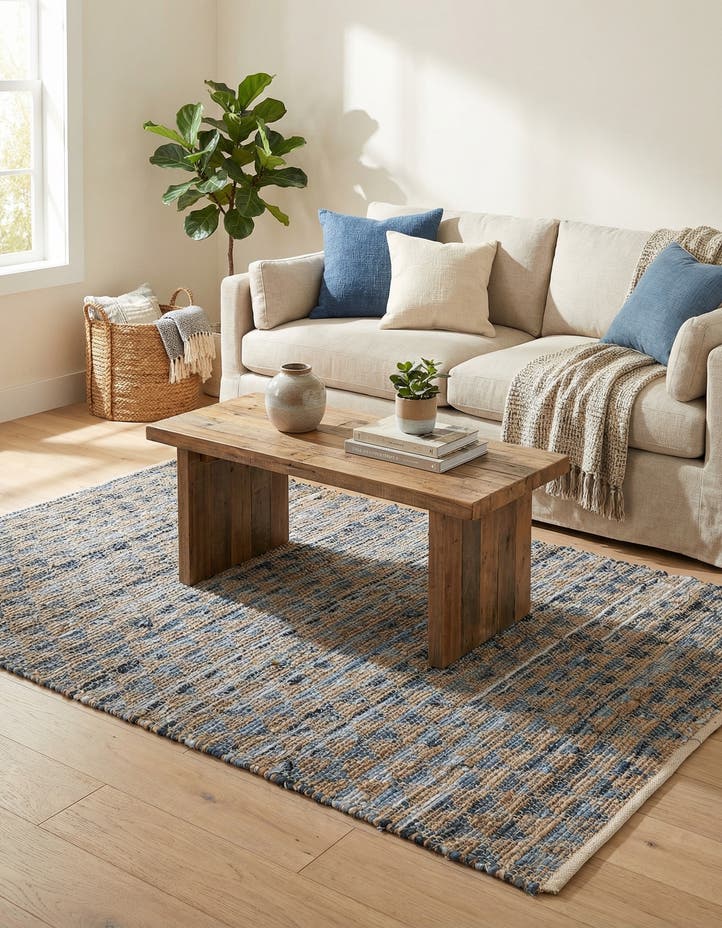 4' 1 x 6' 1 Hand Woven Chindi Jute Rug
