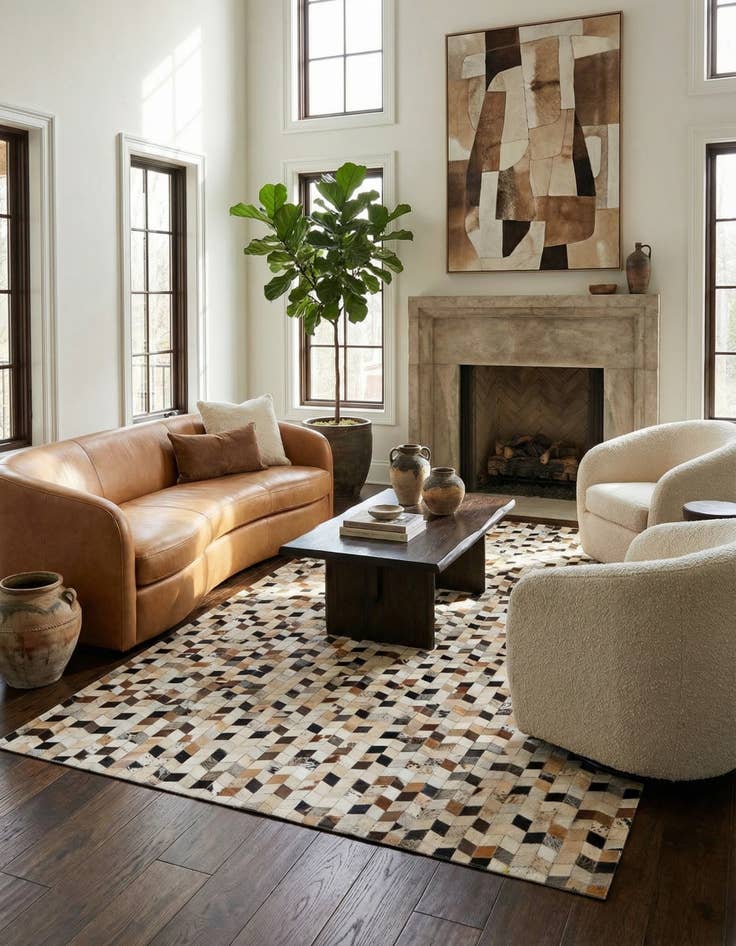 Detail image of  5' x 7' 11 Cowhide - Patchwork Rug