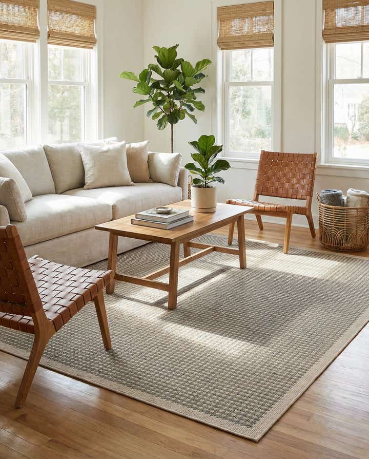 7' 10 x 7' 10 Easy-Clean Border Indoor / Outdoor Square Rug