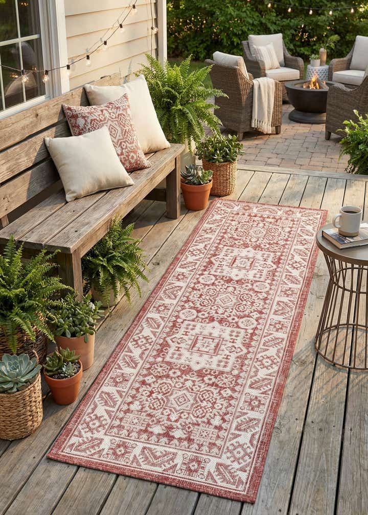 2' x 6' Easy-Clean Aztec Indoor / Outdoor Runner Rug