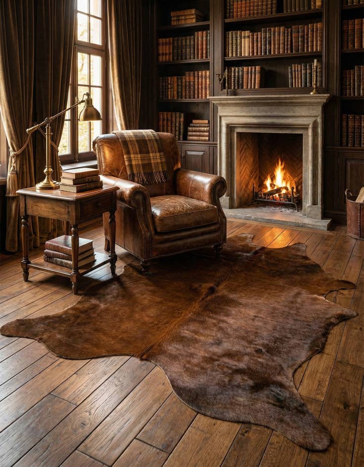 Detail image of 5' 11 x 6' 9 Cowhide Leather Rug