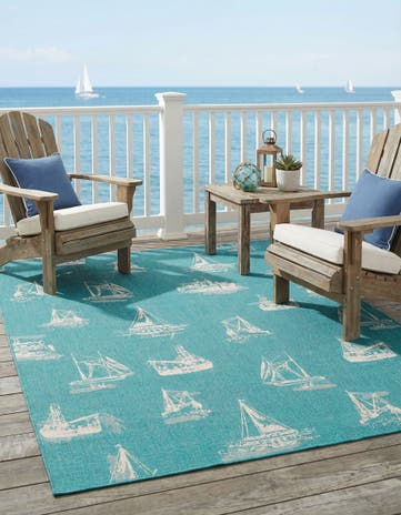 7' 10 x 10' Easy-Clean Coastal Indoor / Outdoor Rug