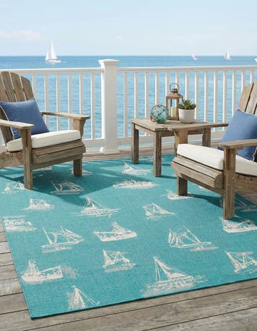 7' 10 x 10' Easy-Clean Coastal Indoor / Outdoor Rug