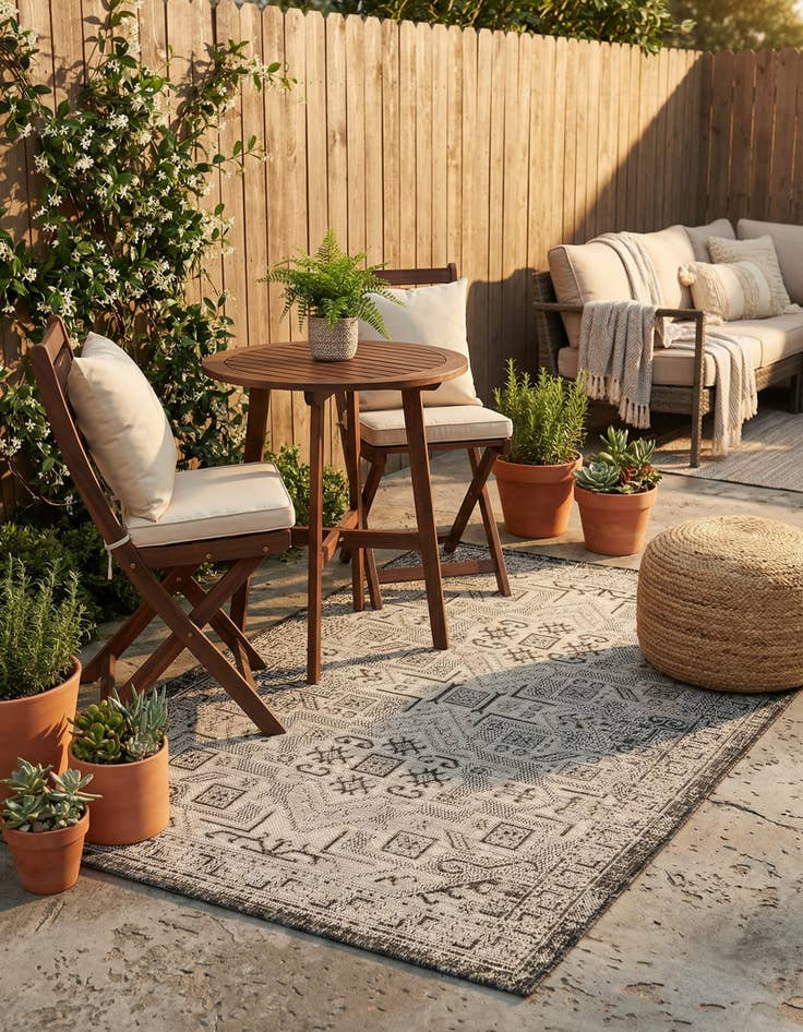 Detail image of  3' x 5' 3  Washable Aztec Indoor / Outdoor Rug