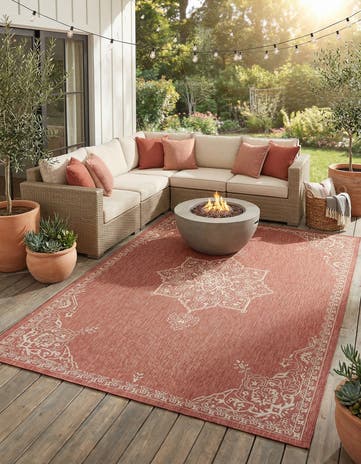 10' x 14' Easy-Clean Traditional Indoor / Outdoor Rug