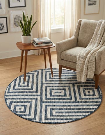 3' x 3' Easy-Clean Modern Indoor / Outdoor Round Rug