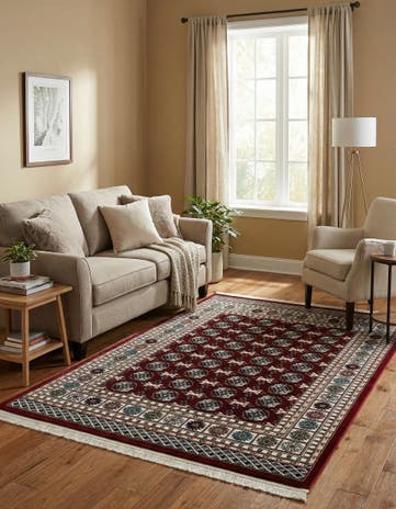 Burgundy Red Nain Design Rug