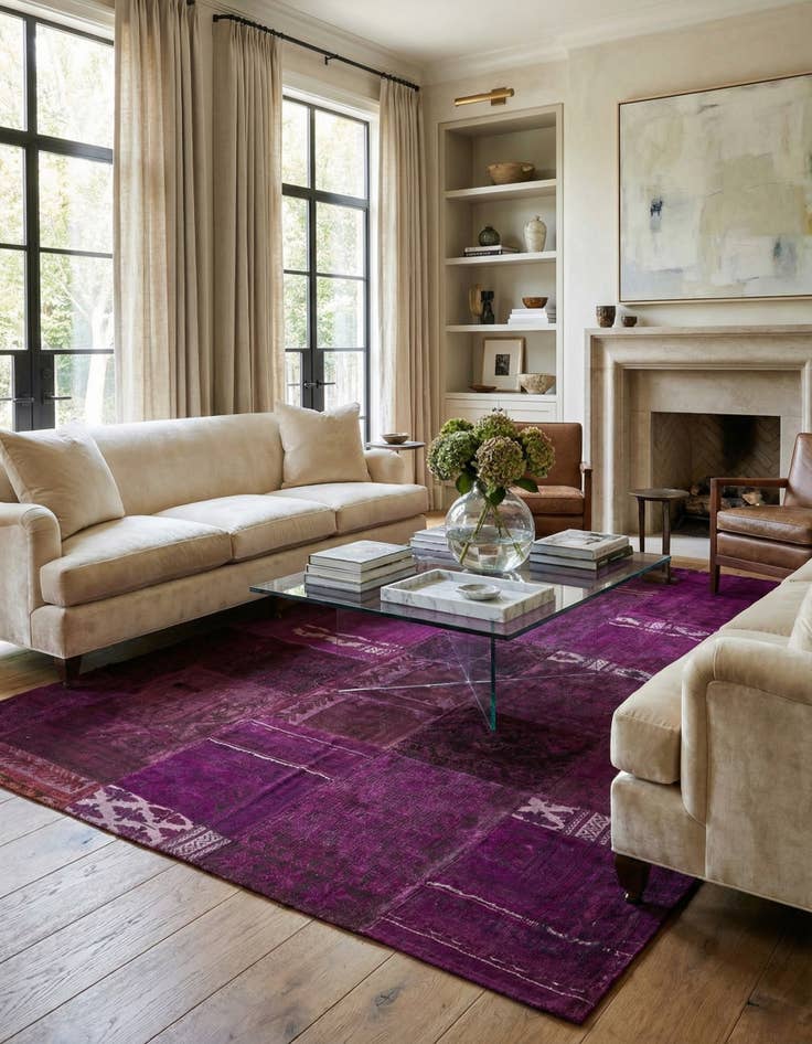 Detail image of 6' 9 x 9' 10  Hand Knotted Ultra Vintage Persian Wool Rug