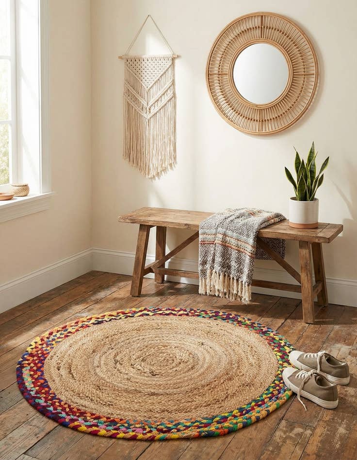 Detail image of 3' 3 x 3' 3  Hand Braided Jute Round Rug