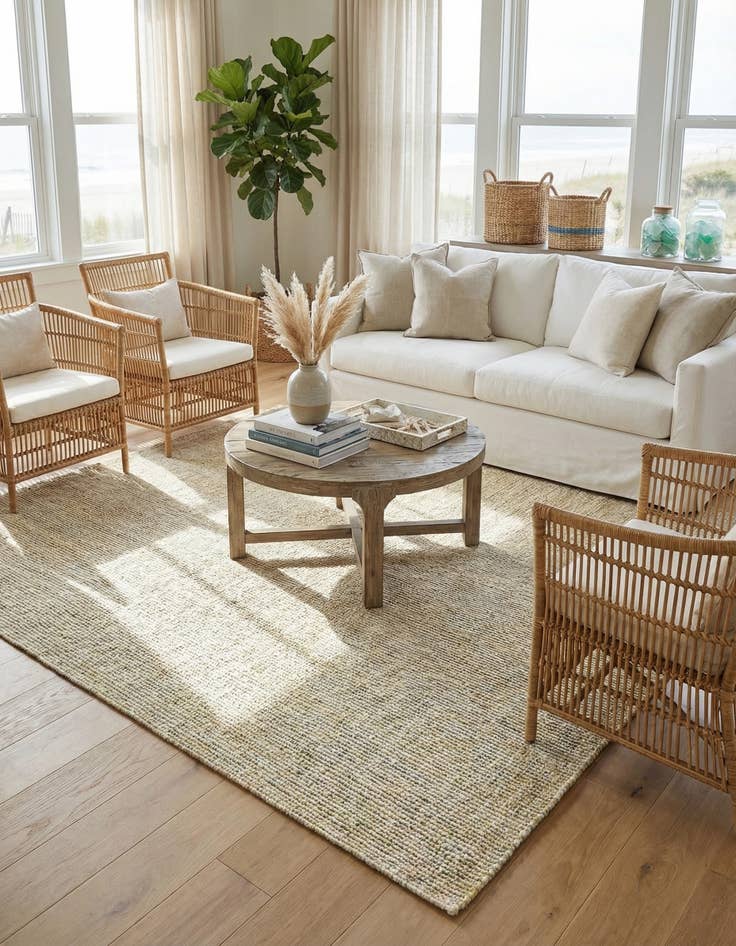 Detail image of 7' 10 x 7' 10  Hand Woven Seaside Pearl Jute Square Rug