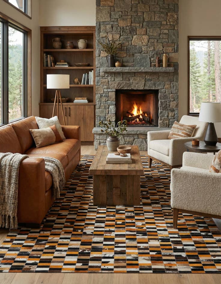 Detail image of 5' x 8' Cowhide - Patchwork Rug