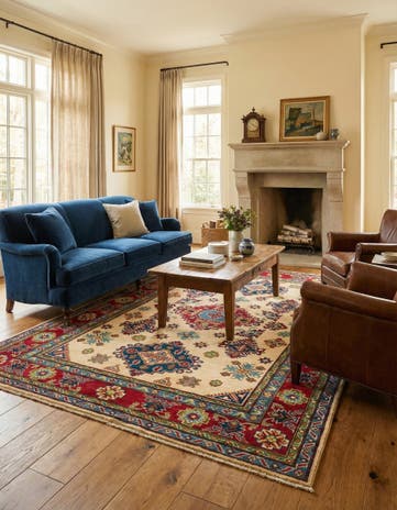 5' 8 x 8' 1 Hand Knotted Kazak Rug