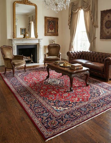7' 11 x 10' 11 Kashan Wool Rug