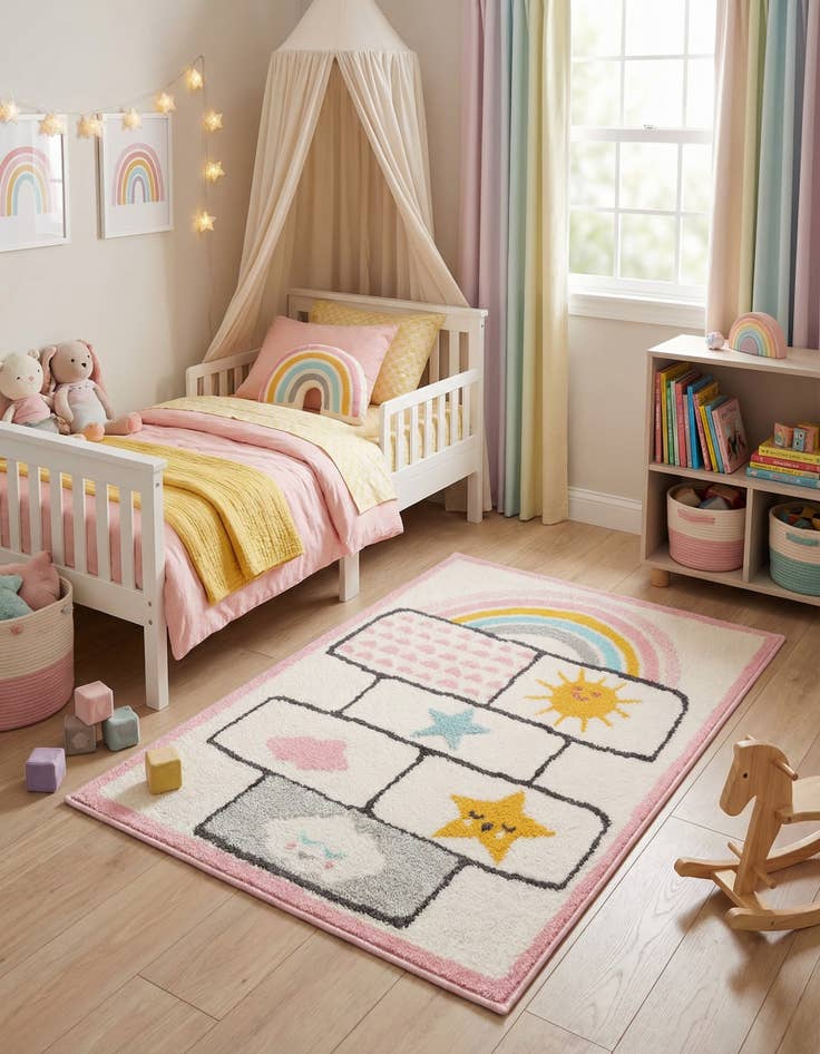 Detail image of 2' 2 x 3' Hopscotch Whimsy Kids Rug