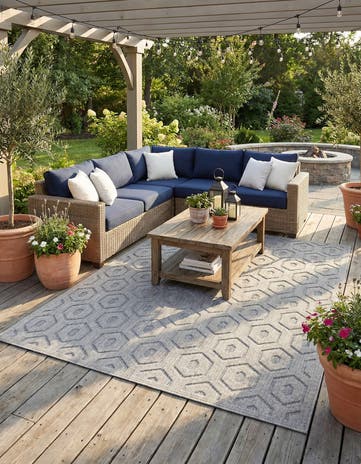 9' x 12' Easy-Clean Trellis Textured Indoor / Outdoor Rug