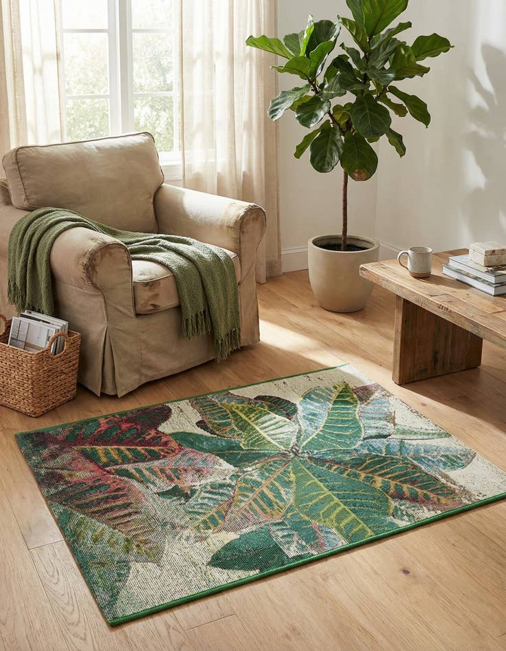 Detail image of  2' x 3'  Washable Botanical Indoor / Outdoor Rug