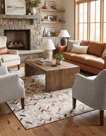 4' 7 x 6' 7 Cowhide Stocks Rug