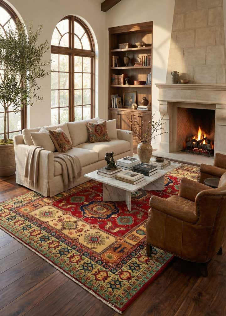 6' 7 x 10' 1 Hand Knotted Kazak Rug