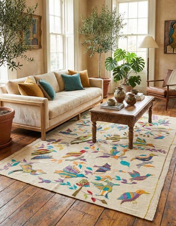 4' 2 x 6' Hand Woven Kilim Suzani Wool Rug