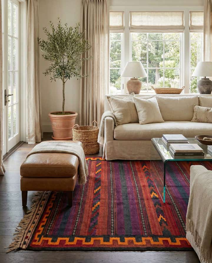 3' 8 x 6' 9 Hand Woven Kilim Fars Wool Rug