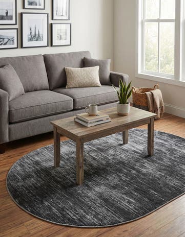 Black Asha Oval Rug