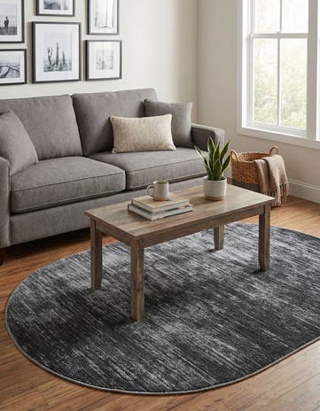 Black Asha Oval Rug
