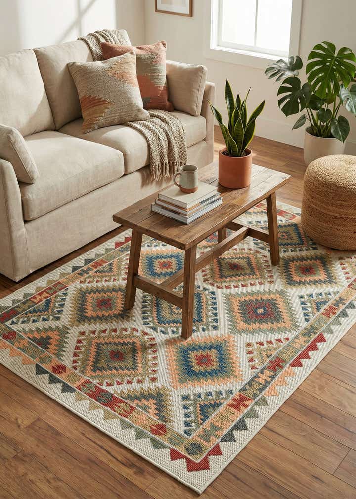 5' 3 x 8' Easy-Clean Baja Indoor / Outdoor Rug