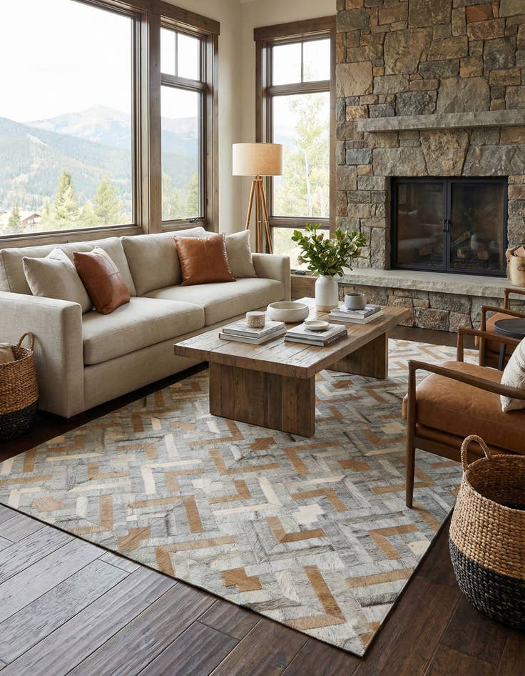 Detail image of  4' 10 x 7' 9 Cowhide Rug