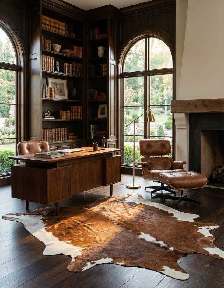 Detail image of 6' 11 x 7' 1 Cowhide Leather Square Rug