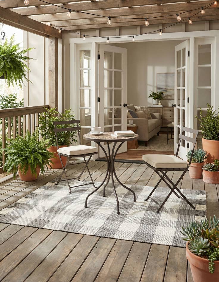 Detail image of  2' 2 x 3' Eco Plaid   Washable Indoor / Outdoor Rug